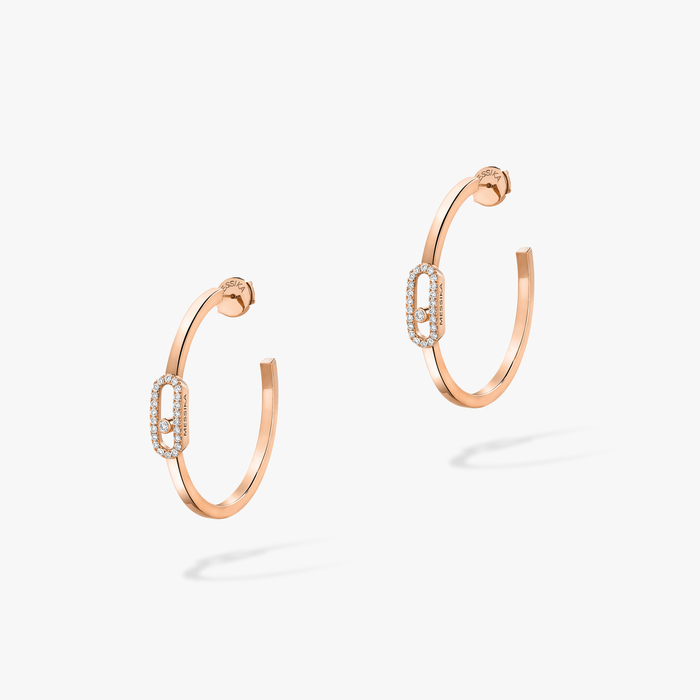 Earrings For Her Pink Gold Diamond Move Uno Small Hoop Earrings 12485-PG