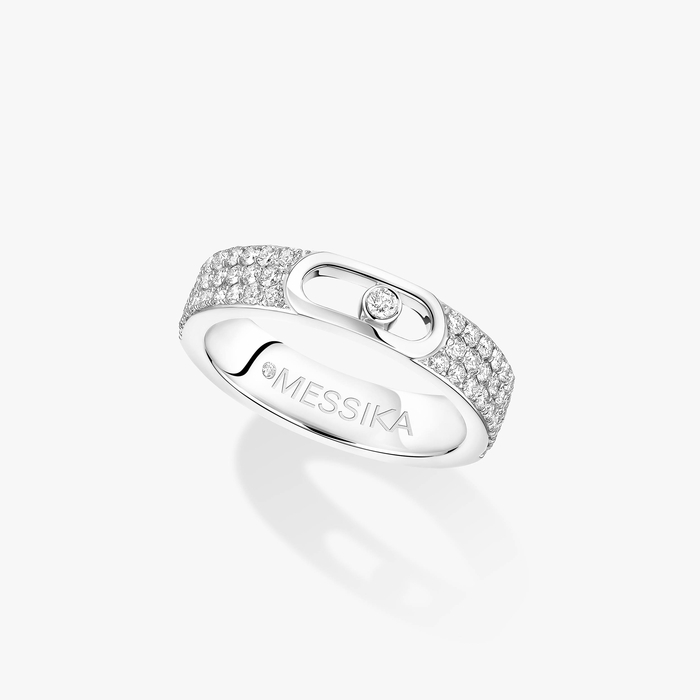 Bague Femme Or Blanc Diamant Alliance Move Joaillerie Pavée 13555-WG