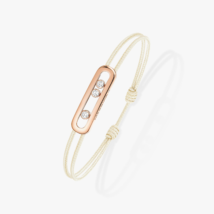 Bracelet For Her Pink Gold Diamond Messika CARE(S) Cream Cord Bracelet 14098-PG