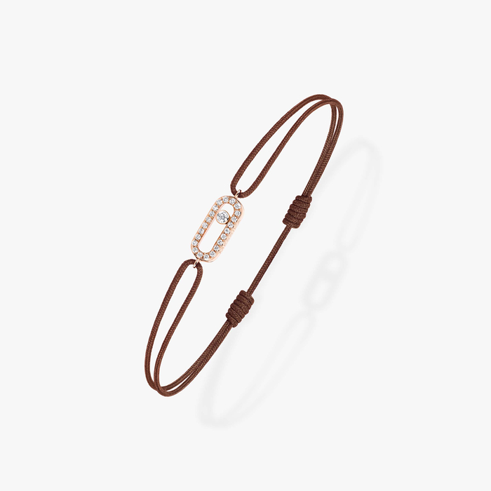 Move Uno Chocolate Cord Bracelet Pink Gold For Her Diamond Bracelet 13858-PG