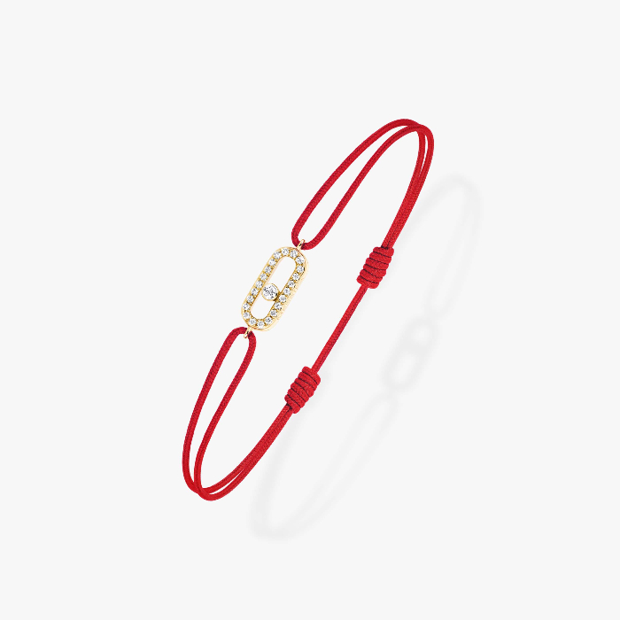 Move Uno Red Cord Bracelet Yellow Gold For Her Diamond Bracelet 13211-YG