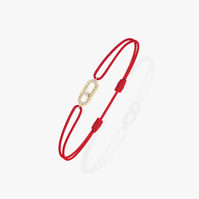 Bracelet Femme Or Jaune Diamant Cordon Move Uno Rouge 13211-YG