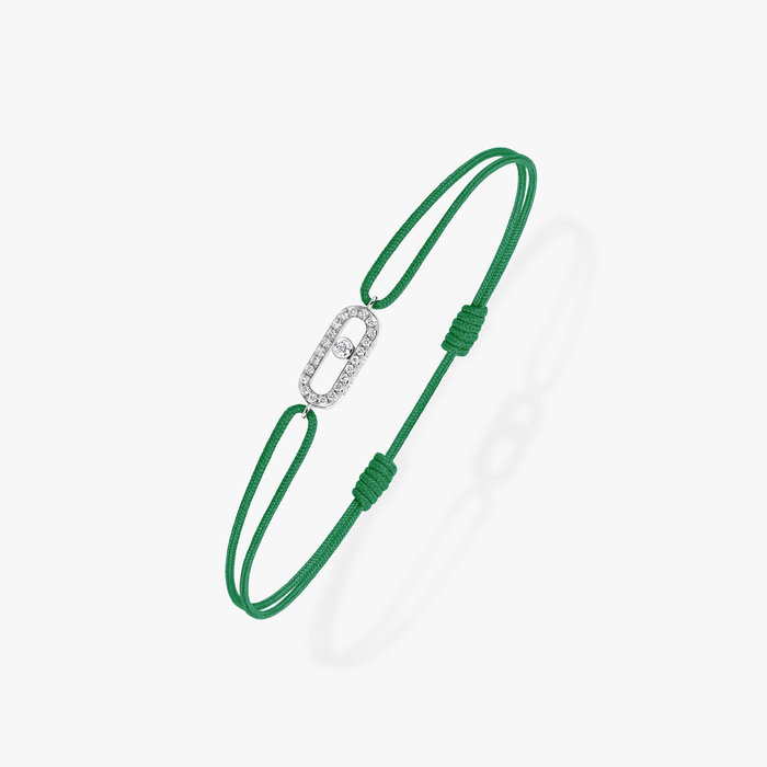 Move Uno Green Cord Bracelet White Gold For Her Diamond Bracelet 13862-WG