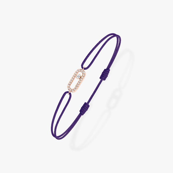Move Uno Purple Cord Bracelet Pink Gold For Her Diamond Bracelet 13210-PG