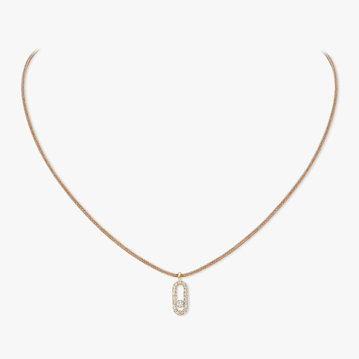Messika CARE(S) Beige Cord Pavé Necklace Yellow Gold For Her Diamond Necklace 14105-YG