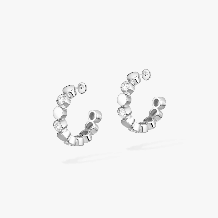 Boucles d'oreilles Femme Or Blanc Diamant Mini Créoles D-Vibes 13450-WG