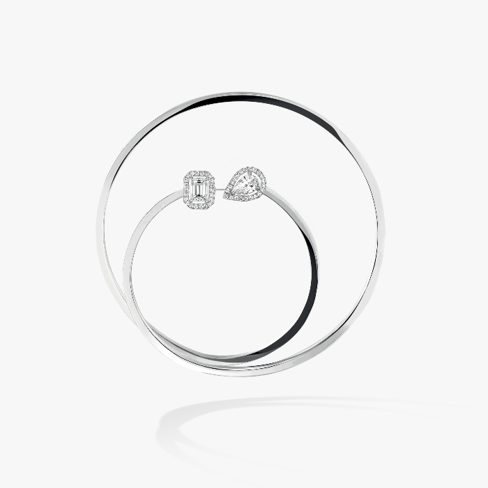 Boucles d'oreilles Femme Or Blanc Diamant Mono Créole My Twin 2x0,25ct 07445-WG
