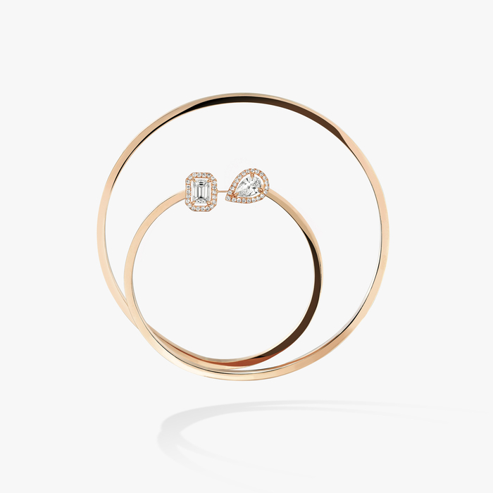 My Twin Mono Hoop 2x0.10ct Pink Gold For Her Diamond Earrings 07445-PG