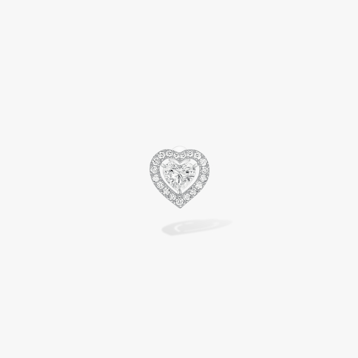 Boucles d'oreilles Femme Or Blanc Diamant Puce d'Oreille Joy cœur 0,15ct 11562-WG