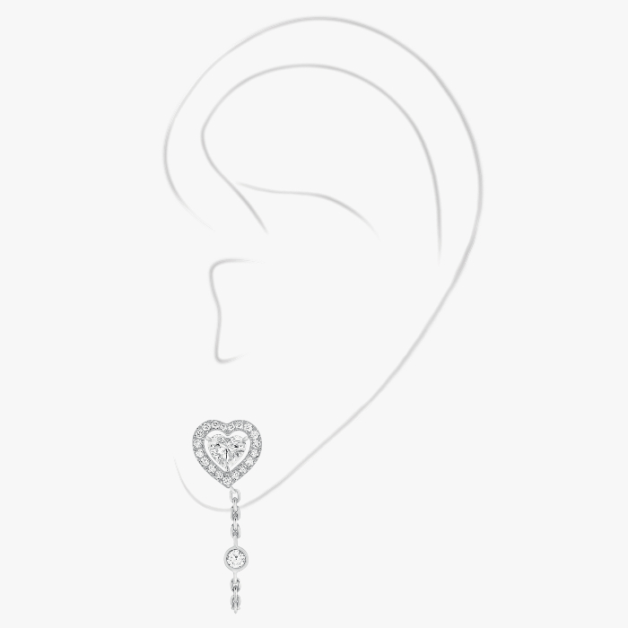 Einzelner Joy Cœur-Diamantohrring von 0,15 Karat mit Kette Für sie Diamant Ohrringe Weißgold 11557-WG