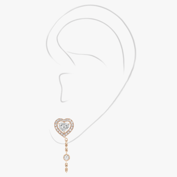 Boucles d'oreilles Femme Or Rose Diamant Mono Boucle d'Oreille Joy diamant cœur 0,15ct chaîne 11557-PG