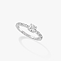 Bague Femme Or Blanc Diamant Solitaire Coussin Pavé 08006-WG