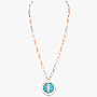 Necklace For Her Pink Gold Diamond Turquoise Lucky Move Long Necklace LM 11720-PG