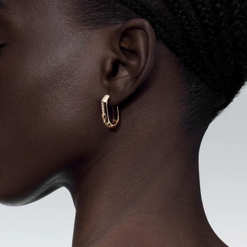 Moderniste single pavé hoop earring small