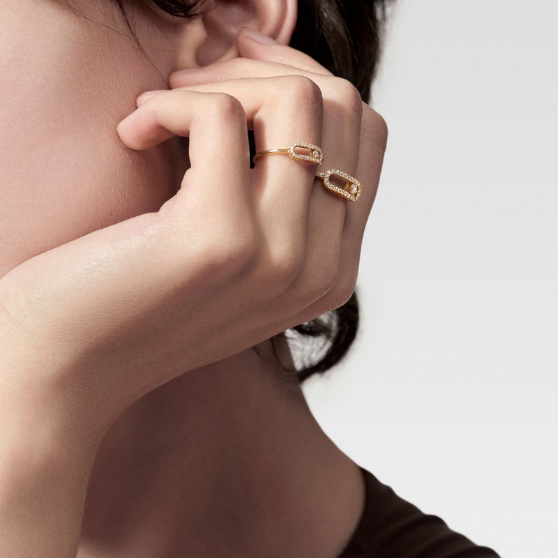 Move Uno Ring mit Diamanten ausgefasst, großes Modell