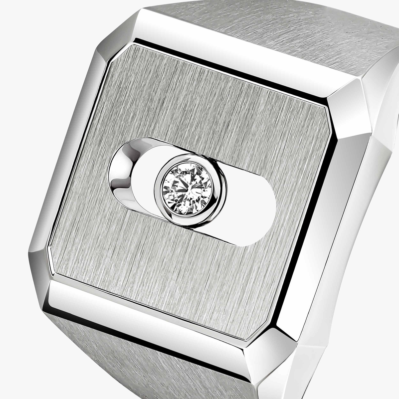 Bague Homme Titane Naturel Diamant Chevalière Move Titanium Naturel 13771-TN