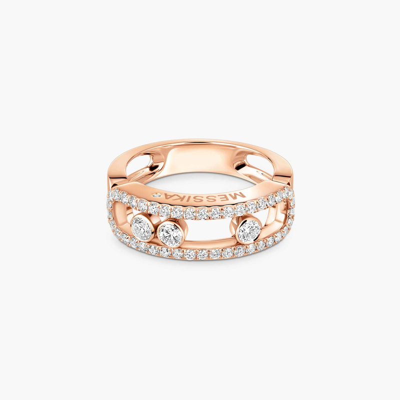 Bague Femme Or Rose Diamant Move Classique Pavée 04000-PG