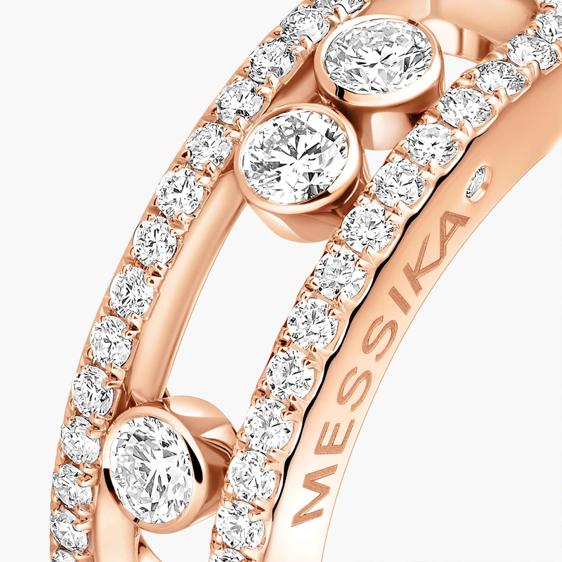 Bague Femme Or Rose Diamant Move Classique Pavée 04000-PG