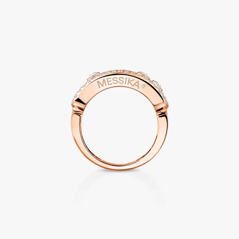 Bague Femme Or Rose Diamant Move Classique Pavée 04000-PG