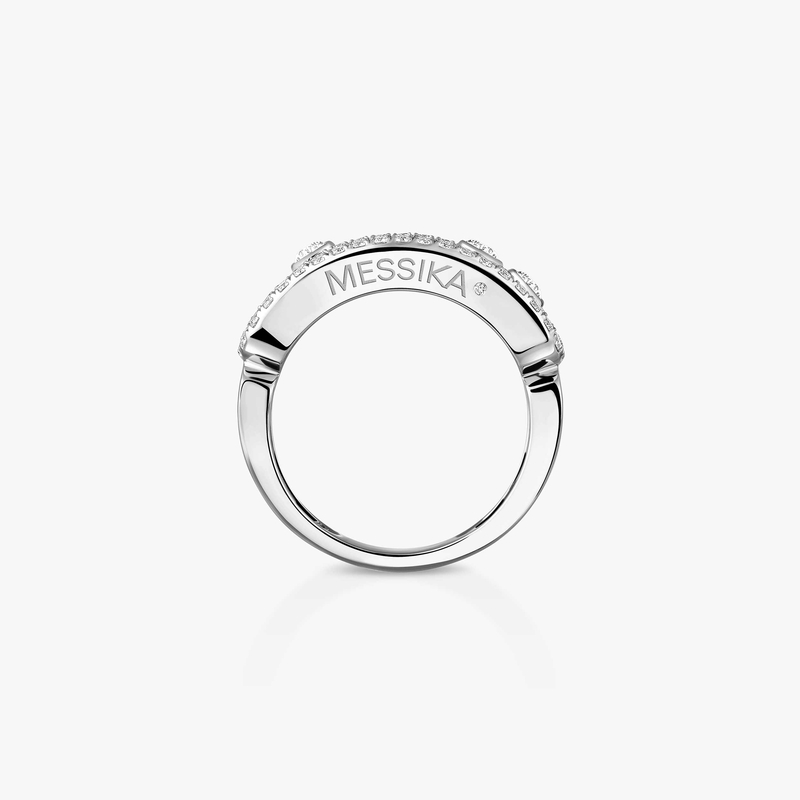 Bague Femme Or Blanc Diamant Move Classique Pavée 04000-WG