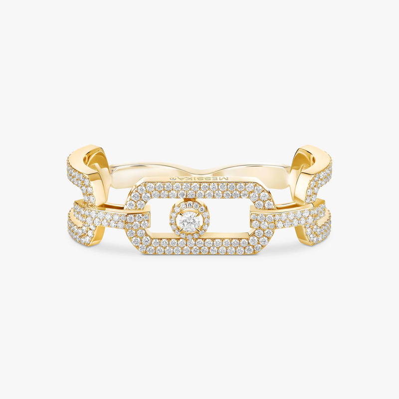 Bague Femme Or Jaune Diamant So Move 2 doigts Pavée 13185-YG