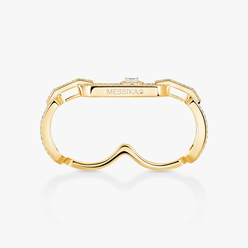 Bague Femme Or Jaune Diamant So Move 2 doigts Pavée 13185-YG