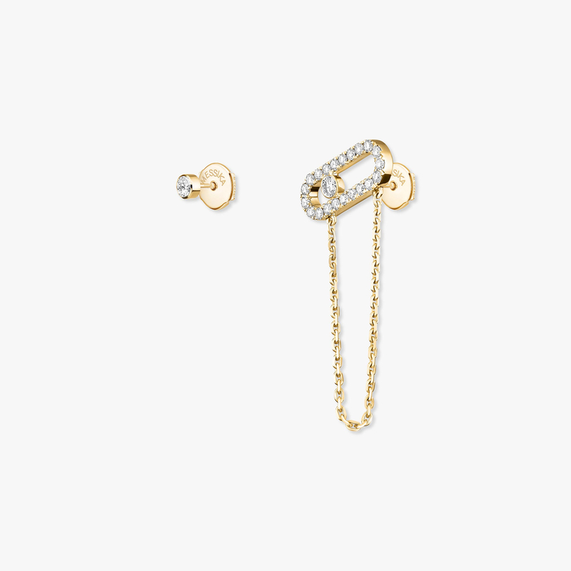 Boucles d'oreilles Femme Or Jaune Diamant Move Uno Chaine et Puce 12146-YG