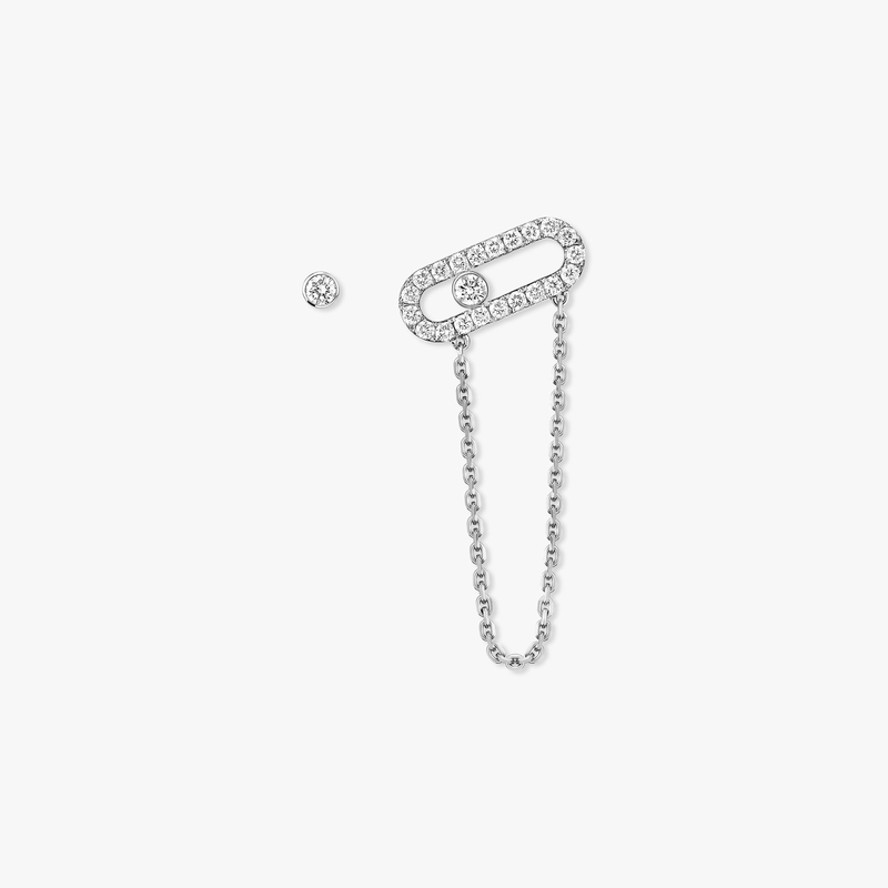Earrings For Her White Gold Diamond Move Uno Chain and Stud earrings 12146-WG