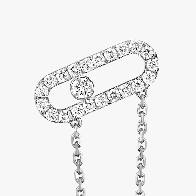 Earrings For Her White Gold Diamond Move Uno Chain and Stud earrings 12146-WG