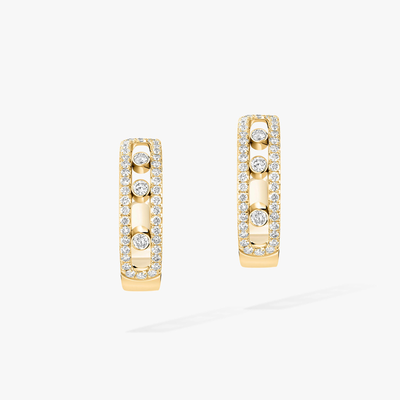 Move pavé hoop earrings Yellow Gold For Her Diamond Earrings 04993-YG