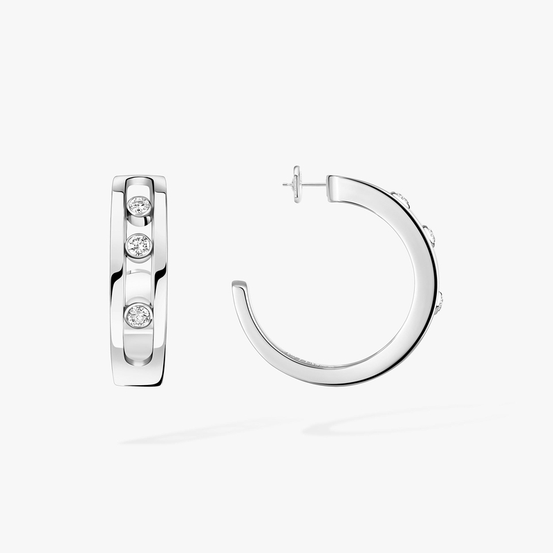 Move hoop earrings White Gold For Her Diamond Earrings 04407-WG