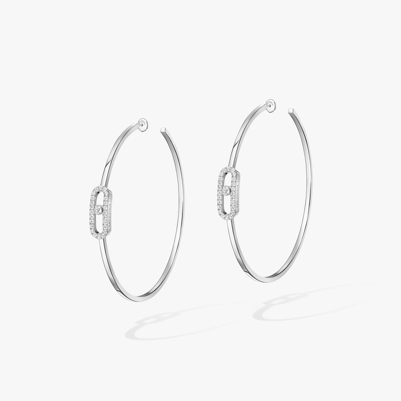 Boucles d'oreilles Femme Or Blanc Diamant Créoles Move Uno GM 12468-WG