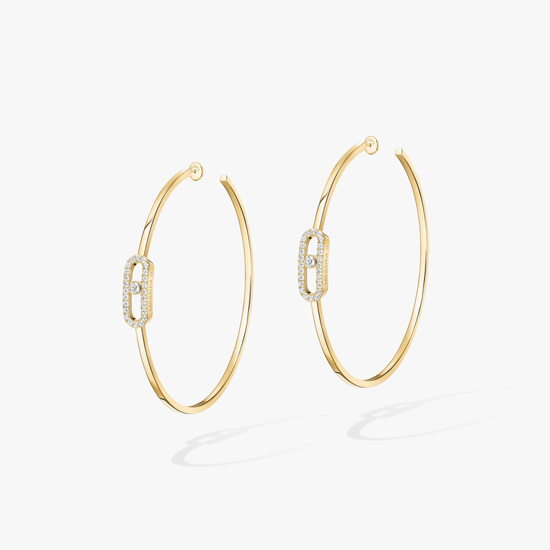 Boucles d'oreilles Femme Or Jaune Diamant Créoles Move Uno GM 12468-YG