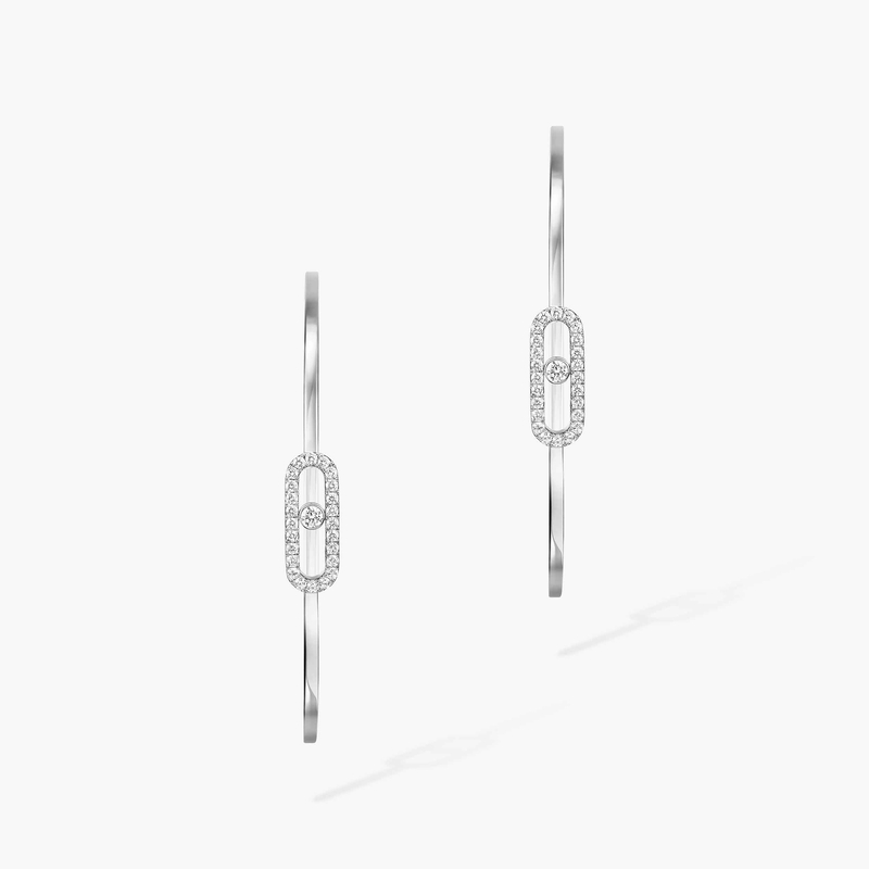 Boucles d'oreilles Femme Or Blanc Diamant Créoles Move Uno GM 12468-WG