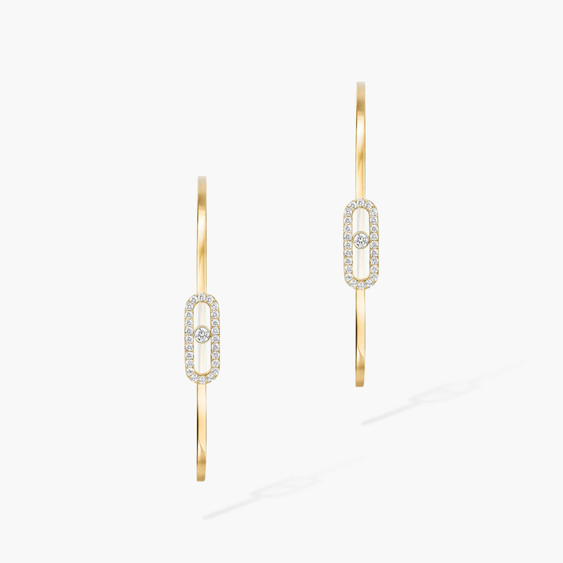 Move Uno hoop earrings large Yellow Gold For Her Diamond Earrings 12468-YG