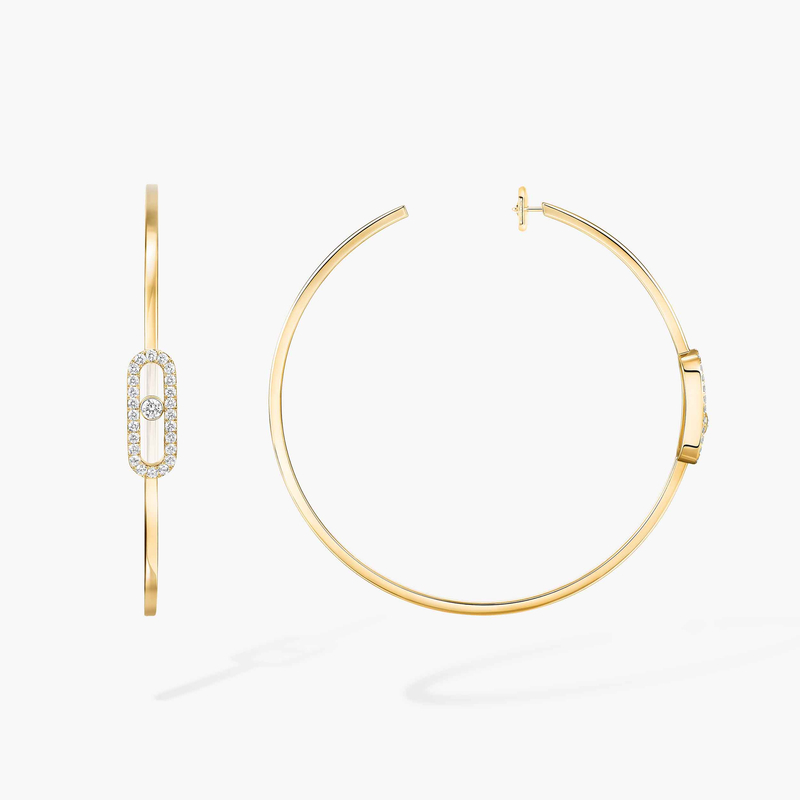 Move Uno hoop earrings large Yellow Gold For Her Diamond Earrings 12468-YG
