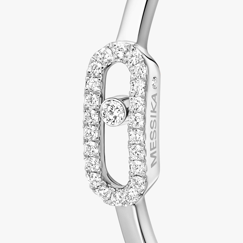 Move Uno hoop earrings small White Gold For Her Diamond Earrings 12485-WG