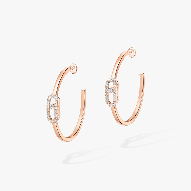 Boucles d'oreilles Femme Or Rose Diamant Créoles Move Uno PM 12485-PG
