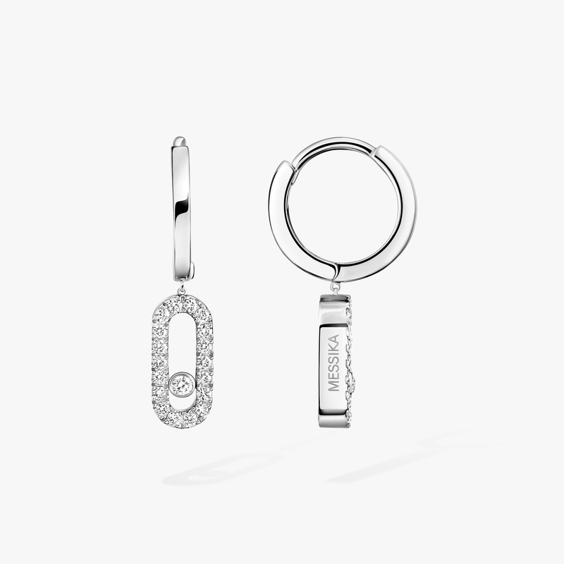 Boucles d'oreilles Femme Or Blanc Diamant Créoles Move Uno 12037-WG