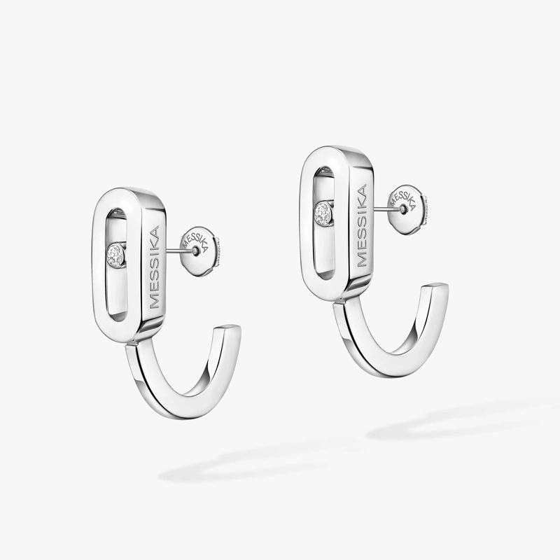 Boucles d'oreilles Femme Or Blanc Diamant Mini Créoles Move Uno 10050-WG