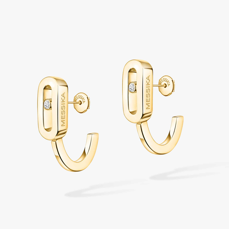 Boucles d'oreilles Femme Or Jaune Diamant Mini Créoles Move Uno 10050-YG