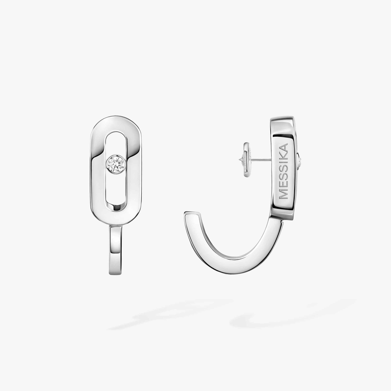 Boucles d'oreilles Femme Or Blanc Diamant Mini Créoles Move Uno 10050-WG