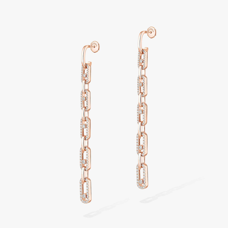 Boucles d'oreilles Femme Or Rose Diamant Pendantes Move Link Multi 12011-PG