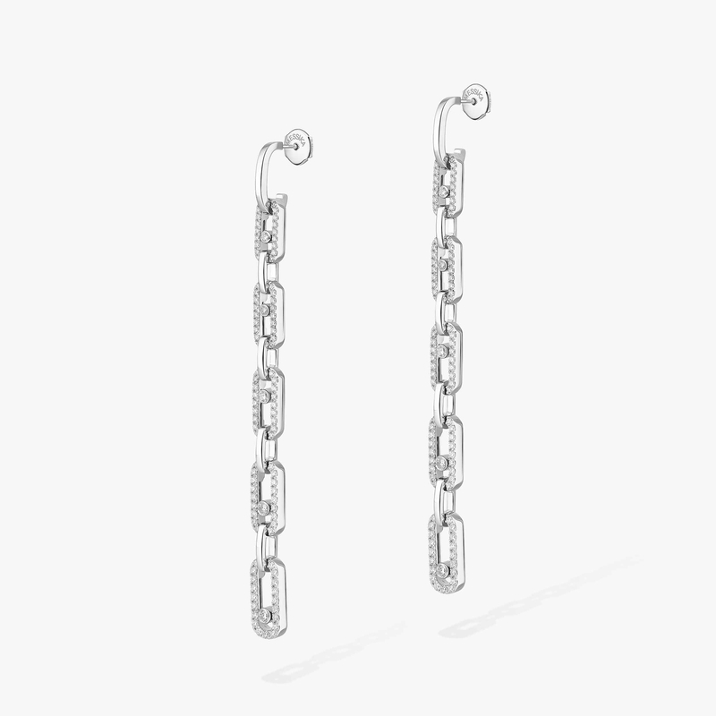 Boucles d'oreilles Femme Or Blanc Diamant Pendantes Move Link Multi 12011-WG