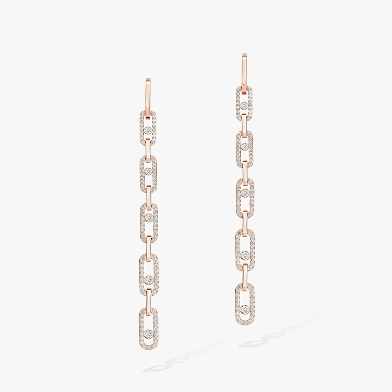 Boucles d'oreilles Femme Or Rose Diamant Pendantes Move Link Multi 12011-PG