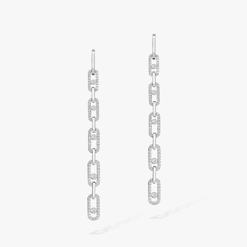 Boucles d'oreilles Femme Or Blanc Diamant Pendantes Move Link Multi 12011-WG