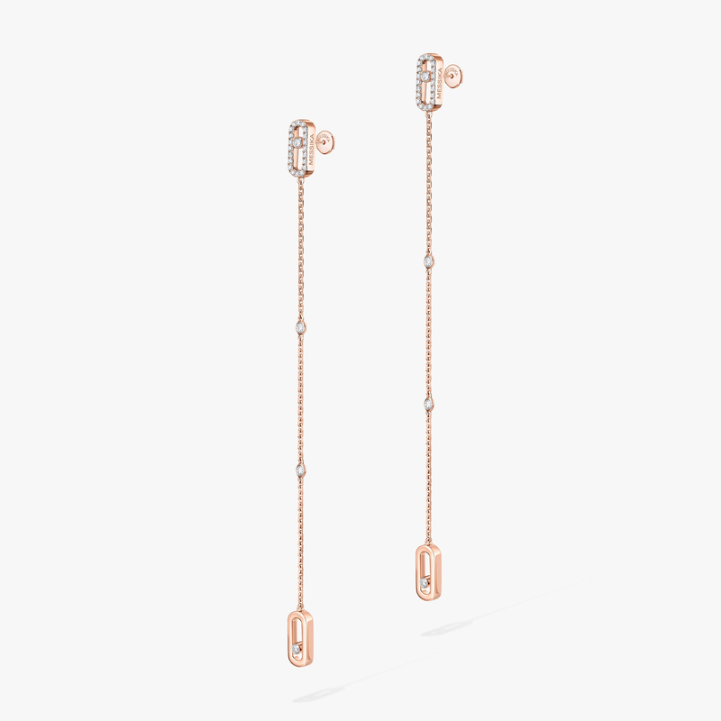 Boucles d'oreilles Femme Or Rose Diamant Pendantes Move Uno 11321-PG