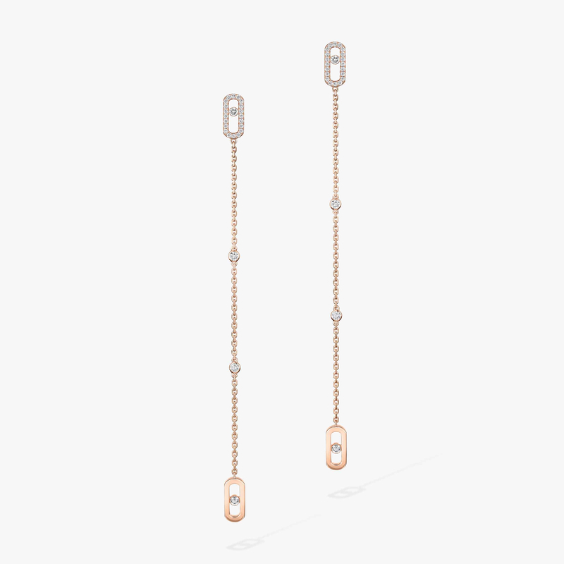 Boucles d'oreilles Femme Or Rose Diamant Pendantes Move Uno 11321-PG
