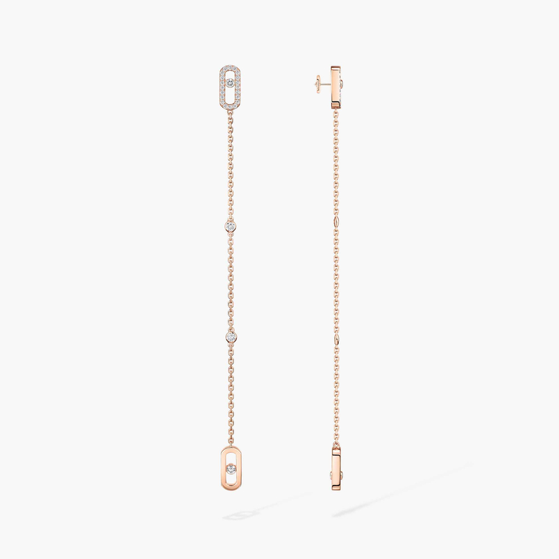 Boucles d'oreilles Femme Or Rose Diamant Pendantes Move Uno 11321-PG