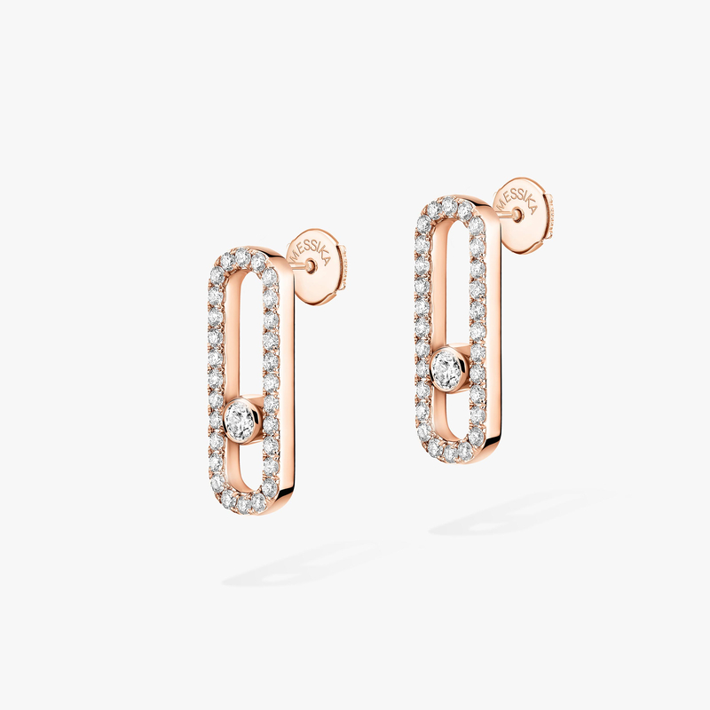 Move Uno Mit Diamanten ausgefasst Für sie Diamant Ohrringe Roségold 12183-PG
